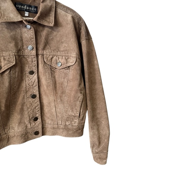 VINTAGE Sundance 100% Suede Leather Flight Jacket Size PS Brown Neutral 90’s - Picture 10 of 14